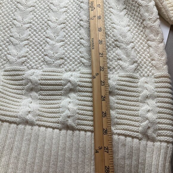 VTG Liz Claiborne Large Beige All over Cable Knit Fisherman Sweater Chunky - Picture 6 of 9